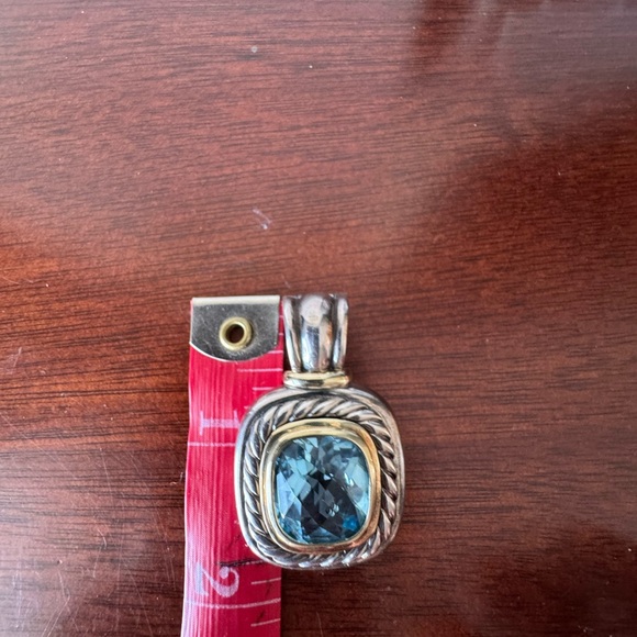 DAVID YURMAN 925 Sterling Silver 585 Gold Blue Topaz Pendant - Picture 6 of 6